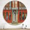 Designart - Red Facade of Shop In Paris II - French Country Metal Circle Wall Art